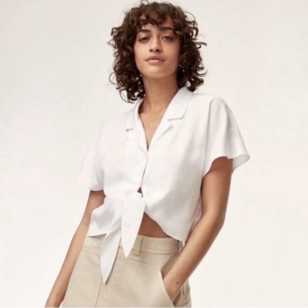 Aritzia Wilfred Free Button Up Tie-Front Shirt - size XS